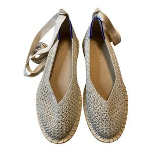 Rothy's Cream Espadrilles Shiny Sparkle  Chic Footwear Size 6.5